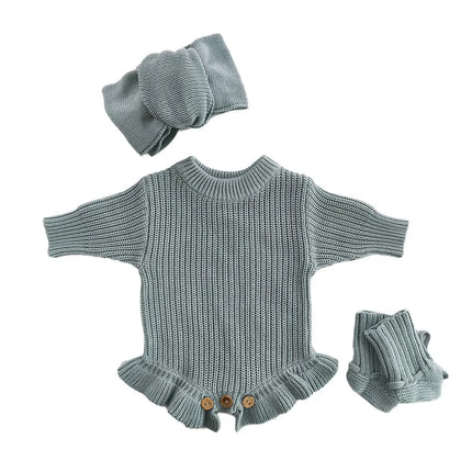 Custom Name Baby Knitted Romper Cotton Warm Long Sleeve Bodysuit Personalized Newborn Outfit Autumn Infant Jumpsuit Clothes Sets