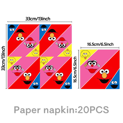 Cartoon Sesames  Street Birthday Party Decor Elmo and Friends Theme Tablecloth Plate Balloon Set Cake Decor Baby Shower