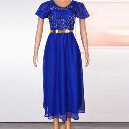 2026 Summer Short Sleeve Party Evening Dresses For Women Dress Luxury Diamond Robe Wedding Prom Gowns African Dashiki Outfits