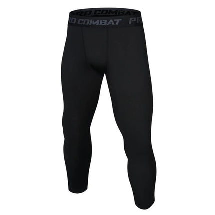 Men's football and basketball leggings, high elasticity training, sports fitness, 7-point leggings, quick drying, breathable