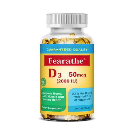 Vitamin D3 Capsules, Daily Essential Nutrient Supplement for Bone Teeth Muscle & Immune System Wellness Non-GMO Gluten Free