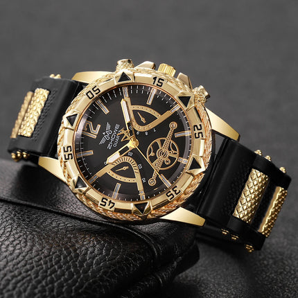 Luxury Men Business Watches Casual Silicone Strap Analog Quartz Wristwatches Reloj Hombre Clock Gift (Without Box)