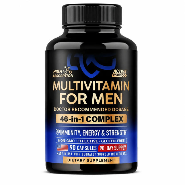 Multivitamin for Men 90 Capsules B Complex B12 Vitamin D3 K2 Zinc Magnesium Plant Extract Blend Non GMO Daily Nutrition Support