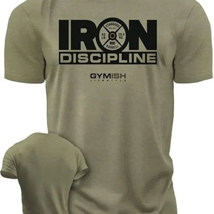 Men's T-shirt Street Sports Gym Steel Discipline Letter Print T-shirt Everyday Casual Short Sleeve T-shirt Men's Green T-shirt
