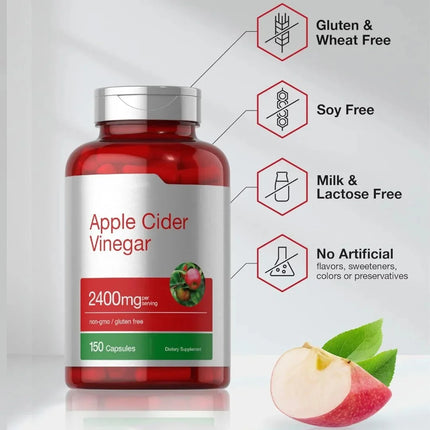 150 Capsules Apple Cider Vinegar Gummies Digestive Health Support Relieves Bloating And Constipation And Controls Weight