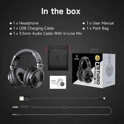 Oneodio Pro-C Bluetooth Wireless Headphones With Mic 110Hr Hi-Res Over Ear Bluetooth 5.2 Headset Earphone For Phone PC Sports
