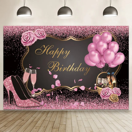 Happy Birthday Banner Backdrop Shiny Diamonds 18th Birthday Decoration Canvas 30th Party Photography Background