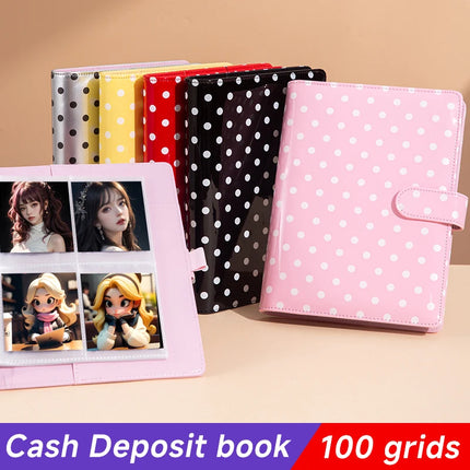 A5 6-Hole Loose Leaf Polka Dots Binder Photocards Collect Book Kpop Photo Albums Diary Agenda Planner Cover Cash Budget Storage