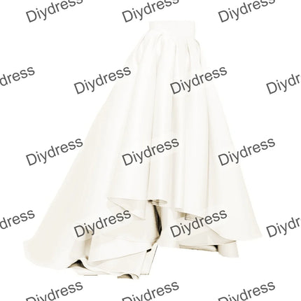 Women's High Low Elegant Prom Party Skirt A-Line Pleated Front Short Back Long Satin Skirt With Pockets For Evening Gown