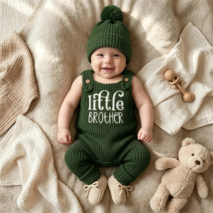 Ylsteed Newborn Photography Outfit Baby Boys Girls Rompers Hats Clothes Fashion Knitted Infant Netural Strap Jumpsuits Sets-HD