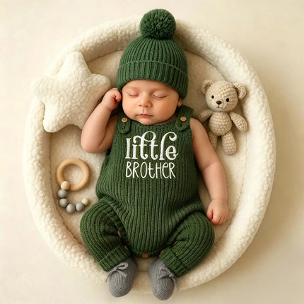Ylsteed Newborn Photography Outfit Baby Boys Girls Rompers Hats Clothes Fashion Knitted Infant Netural Strap Jumpsuits Sets-HD