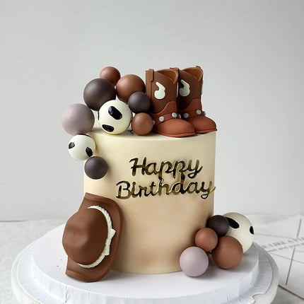 Western Cowboy Hat Boots Ball Cake Decorations Farm Cowboy Themed Party Decorations Baby Shower Decor Birthday Party Cake Topper