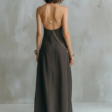 Women Halter Sleeveless Loose‑Fit Flowing Long Maxi Dress Bohemian Outdoor Holiday Party Clothing