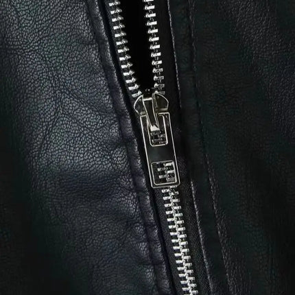 2026 Fashion Streetwear Women Retro Loose Black PU Faux Leather Jacket Spring Autumn Lady Vintage Zipper Coat Moto Biker Outwear