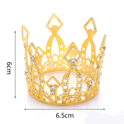 Mini Crown Cake Topper Crystal Headpiece Tiara Rhinestone Crown Cake Decoration for Wedding Birthday Baby Shower Party Favors