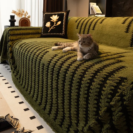 Thicken Warm Jacquard Tuffed Fleece Sofa Towel, for Living Room Bedding Room Large Relax Leisure Blanket Couch Cover Decor