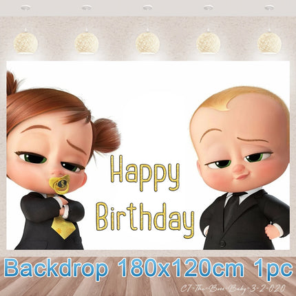 Baby B-BOSSED Birthday Theme Birthday Party Decoration Backdrop Family Cup Plate Napkin Balloons Baby Shower Supplies Kid Gift