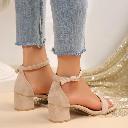 2026 New Women High Heel Sandals Summer Casual Female Shoes Woman Square Heel Open Toe Ankle Strap Ladies Sandalias Wedge Shoe