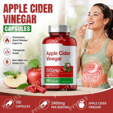 Apple Cider Vinegar Capsules Supports Healthy Digestion Metabolism 2400mg Per Serving for Adults 150 Capsules 4 Month Supply