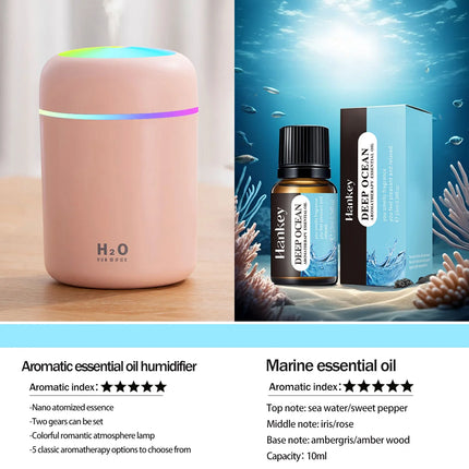 300ml Aromatherapy Diffuser Humidifier Air Purifier Car Home Use Seven-color Light Aromatherapy Essential Oil