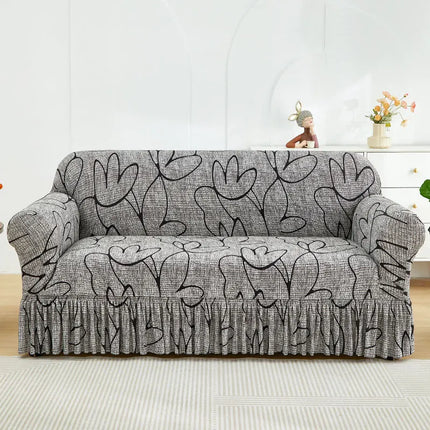 XM-Luvetoria 1pc Printed Sofa Slipcover Non-slip Elastic Sofa Cover With Skirt Furniture Protector for Bedroom Office Living Room Home Decor