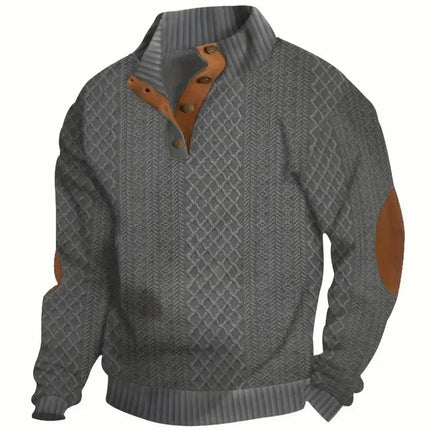 2026 Men's Spring and Autumn Hot Selling Fashionable Men's Casual Standing Collar Long Sleeved Jacquard Lapel Pullover Sweater