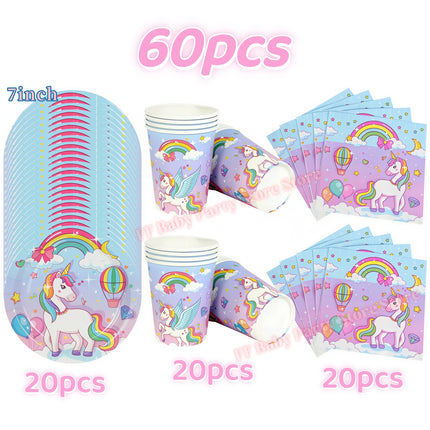 Kids Girls Unicorn Birthday Party Decoration Plate Cup Happy 1st Unicorn 3D Balloon Kid Favors Gift Wedding Baby Shower Supplies