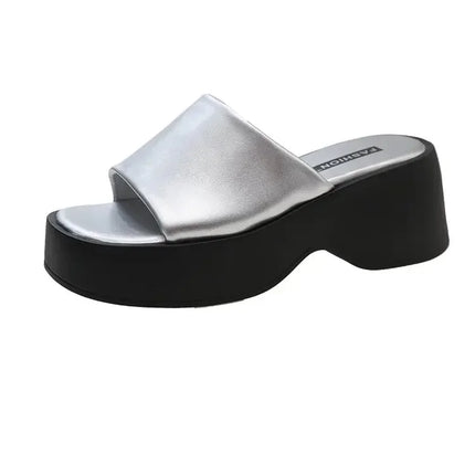 Platform Sandals Women 2024 New Korean Fashion Wedge Shoes Ladies High Heels Thick Bottom Mules Summer Casual Female Slippers