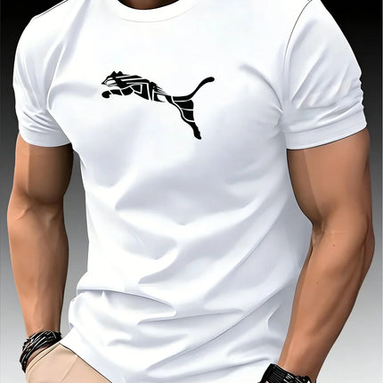 New Summer Luxury Men's Fashion Fox Leopard Print T-shirt Crewneck Casual Trend Y2K High-end High Quality Fitness Sports T-shirt