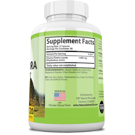 Chanca Piedra Capsules 1600mg - Kidney Stone Crushing, Urinary Tract Support, Non-GMOSupplements
