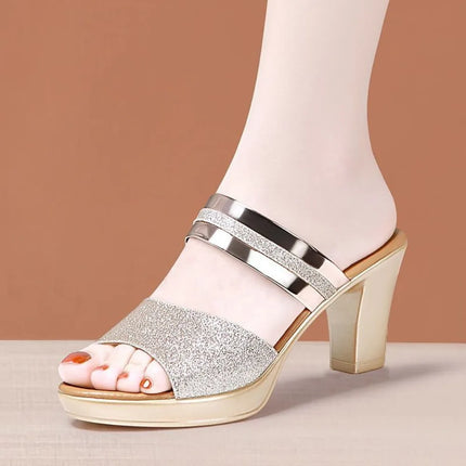 Trendy Fashion Women's Slippers 7 cm High Heel PVC Fish Mouth Ladies Shoes Non-slip Casual Platform Slides Birthday Gifts