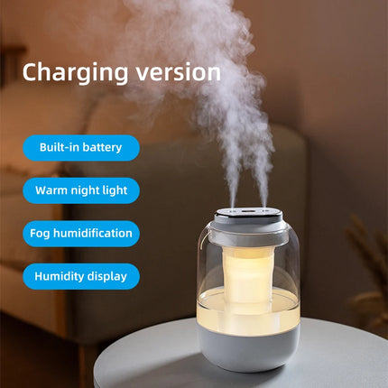 2026 New 2L Double Nozzle Air Humidifier USB Aroma Diffuser Essential Oil Purifier Aromatherapy Mist Maker Color Lights For Home
