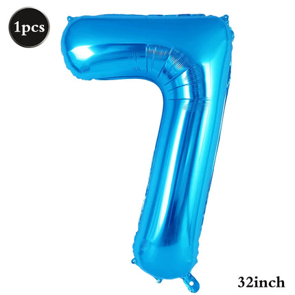 32Inch Multicolor Number 7 Balloon Large Number Balloons 0-9 Boys Girls Birthday Decoration Women Men Party Anniversary Supplies