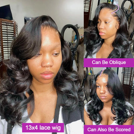 13x6 Hd Lace Frontal Wigs Glueless Human Hair Short Bob Wigs Body Water Wave Lace Front Wigs Brazilian Virgin Hair Natural Black