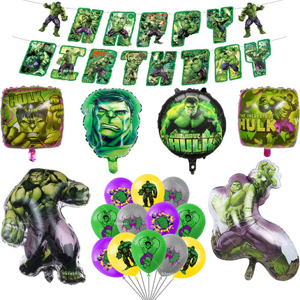 The Avengers Hulk Latex Balloon Superhero Foil Ballons Green Anger Cake Topper Happy Birthday Banner Party Decor Kids Gift Toys