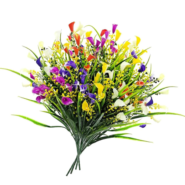 10/20 Pcs Indoor/Outdoor Calla Lily Artificial Flowers, Colorful UV-resistant Plastic Material for Home Garden, Planters, Porch