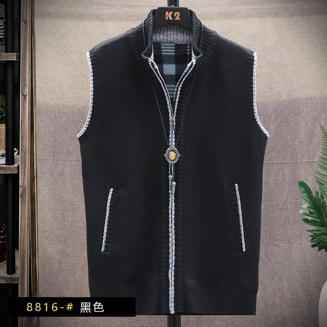 Sweater Cardigan Vest Men's Wear Fall and Winter Knitwear Warm Padded Thickened Jacket Zip Knittwear Harajuku