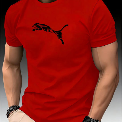 New Summer Luxury Men's Fashion Fox Leopard Print T-shirt Crewneck Casual Trend Y2K High-end High Quality Fitness Sports T-shirt