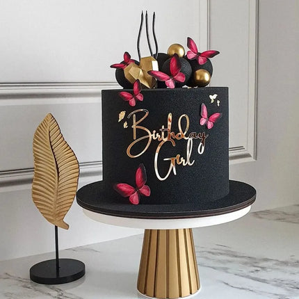 1Pcs Acrylic Happy Birthday Dessert Decoration Cake Toppers Gold for Children Party Birthday Gift Cake Toppers Baking Supplies
