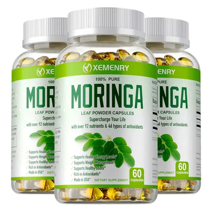 Organic Moringa Capsules - Immune System&Energy Booster - Vegetarian Supplements for Healthy Capsules