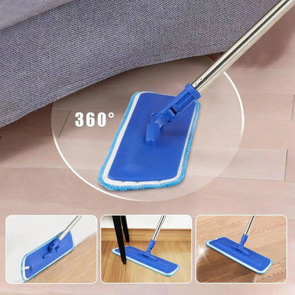 17.5 Microfiber Floor Cleaning Mop with Stainless Steel Handle, 2 Washable Pads for Wet and Dust Mopping on Hardwood, Vinyl, Lam