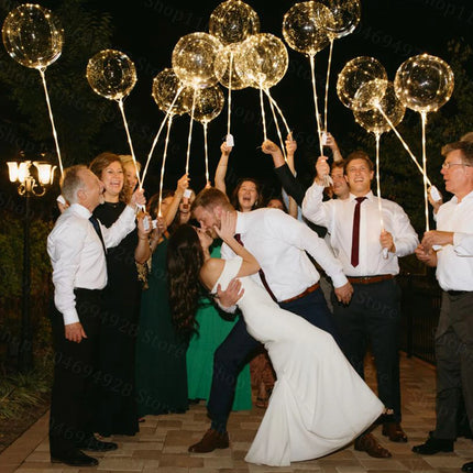 10-100Sets Led Balloons with Batteries Light Up Clear Glow Balloons for Wedding Birthday Prom Baby Shower Glow Stick Party Decor