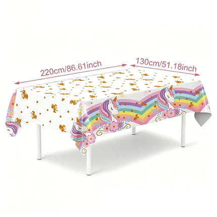 Disposable Waterproof Unicorn Party PE Tablecloth Perfect for Children's Birthday Bash Family Aatherings  Holiday Celebration