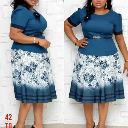 5XL 6XL Plus Size Mom Dress O Neck Flower Print Midi Dresses Bodycon High Waist African Clothes Women Vestidos Ladies Robe Femme