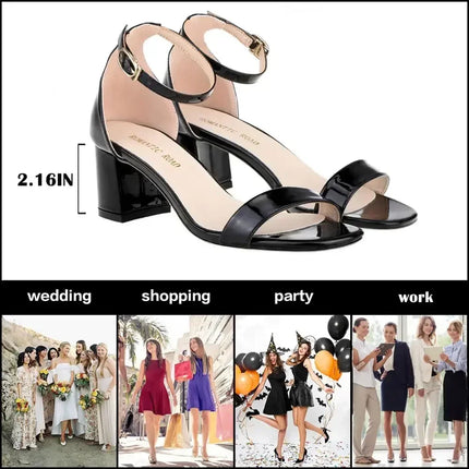 Women Sandals 2026 New Summer Sexy Open Toe Ankle Strap Sandal High Heels Gladiator Ladies Buckle Thick Heel Party Wedding Shoes