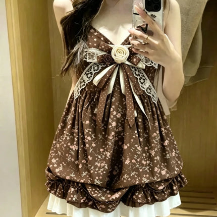Japanese Style Sweet Lace Bow Kawaii Lolita Dress Women Vintage Ruffles Cake Dresses Harajuku Y2k Slim Bandage Dress 2026 Summer