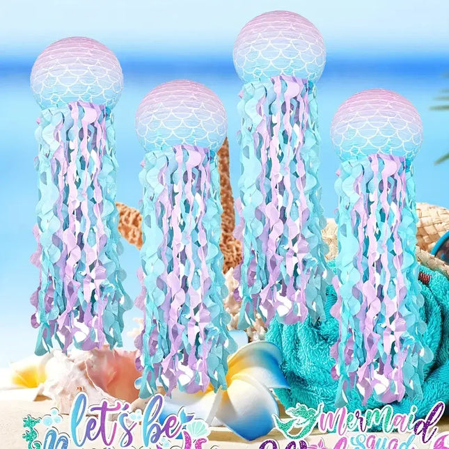 1/3/6pcs Mermaid Jellyfish Paper Lanterns For Mermaid Theme Party Under The Sea Ocean Birthday Wedding Party Decorations