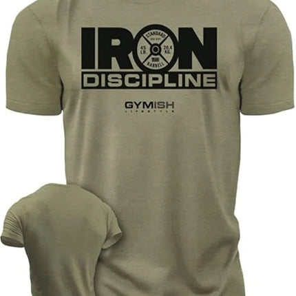 Men's T-shirt Street Sports Gym Steel Discipline Letter Print T-shirt Everyday Casual Short Sleeve T-shirt Men's Green T-shirt