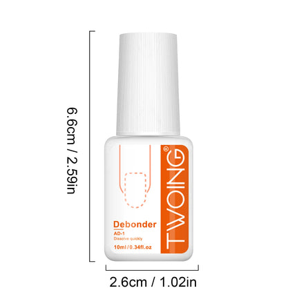 TWOING 10ml Nail Glue Remover Liquid, Fast Dissolving Formula for Press-On Nails, False Nail Tips & Nail Adhesive Remover