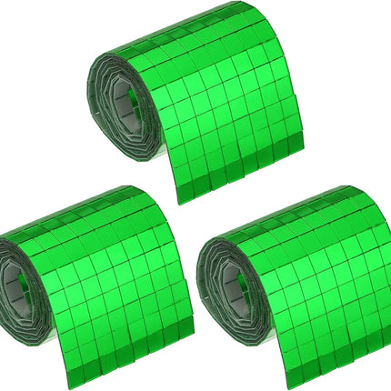 8000Pcs Acrylic Mirror Mosaic Tiles Self-Adhesive 5x5mm Green Square Disco Ball Mirror Tiles Sticker for DIY Craft Decoration
